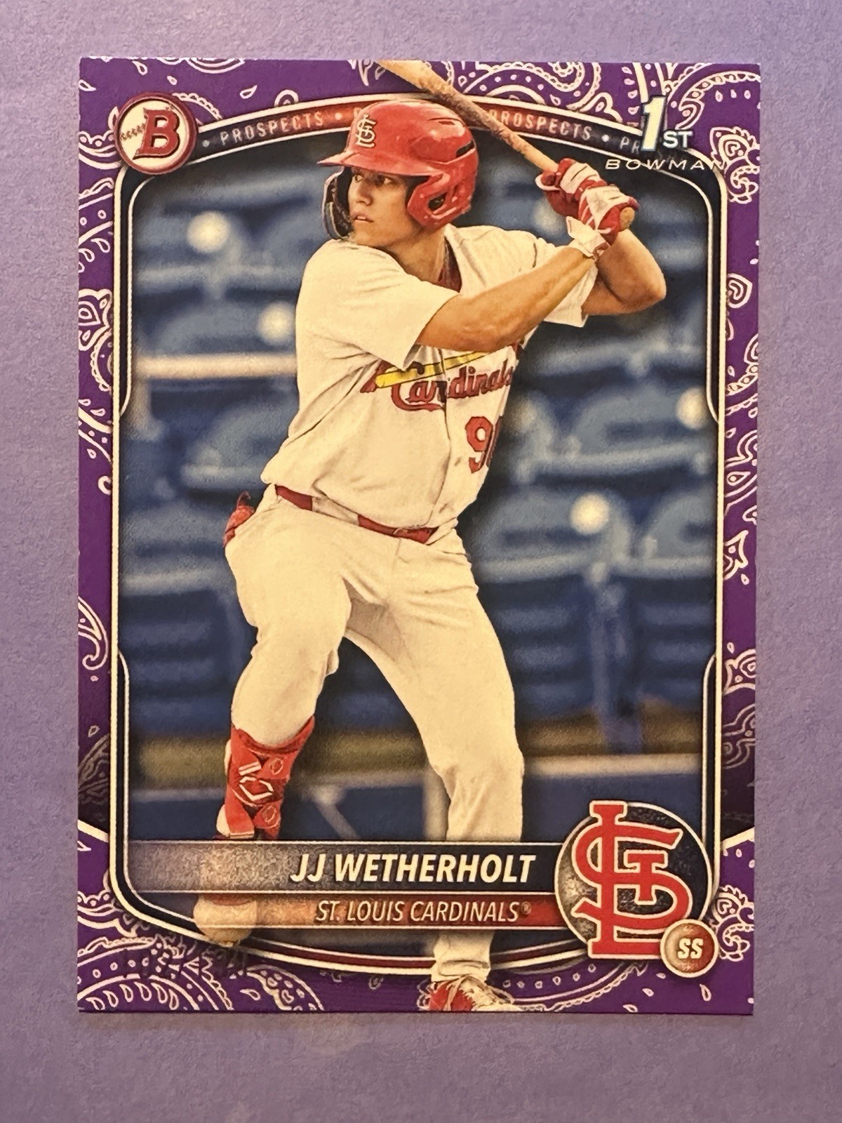 2025 Bowman JJ WETHERHOLT 1st Purple Pattern Parallel /199 #BP-22 Cardinals RC