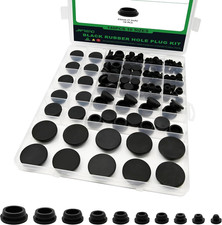 140PCS Black Rubber Plugs for round Holes Assortment Kit, 10 Sizes of Snap Locki