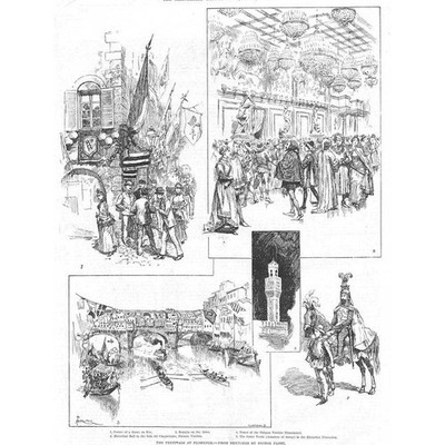 FLORENZ Blick auf die Feste - antiker Druck 1887