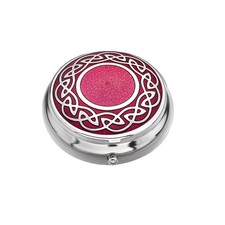 Pillbox Silver Plated Celtic Knot Solid Centre Red Brand New and Boxed