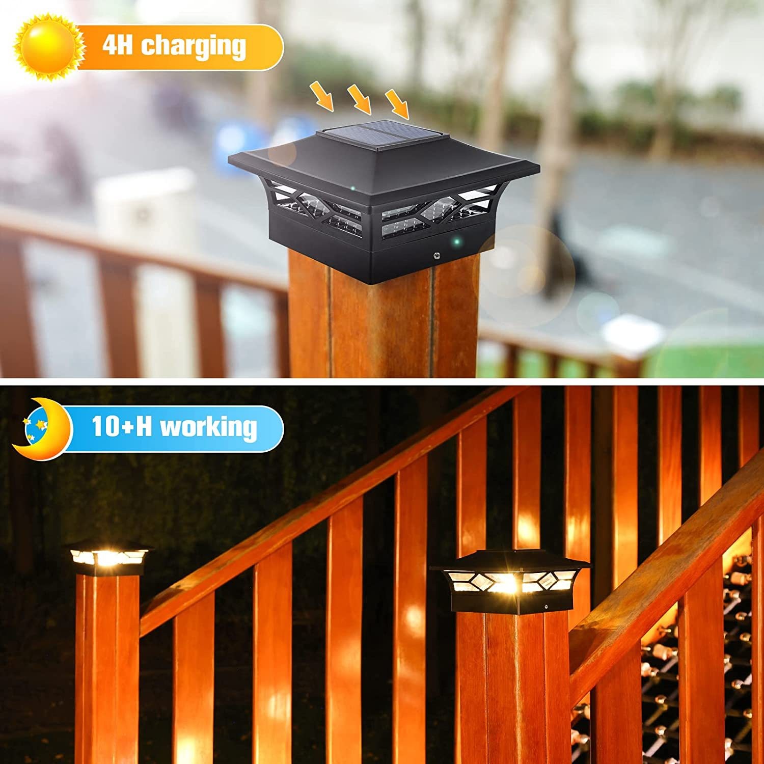 12PCS Solar Post Deck Cap Lights Outdoor Fence Dock 4x4/6x6 LED Lamp PVC Vinyl