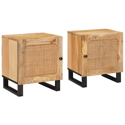 1/2x Nachttisch Massives Mangoholz und engineered Wood Schlafzimmermöbel aus DE
