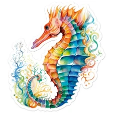 Rainbow Seahorse - Vinyl Decal Sticker - Car Window Laptop - ebn11721