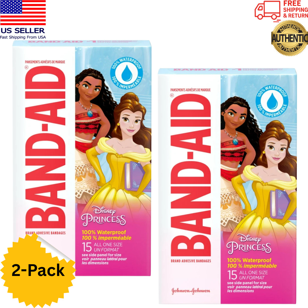 Band-Aid DISNEY PRINCESS Bandages 15 Count Box 2 Pack Assort