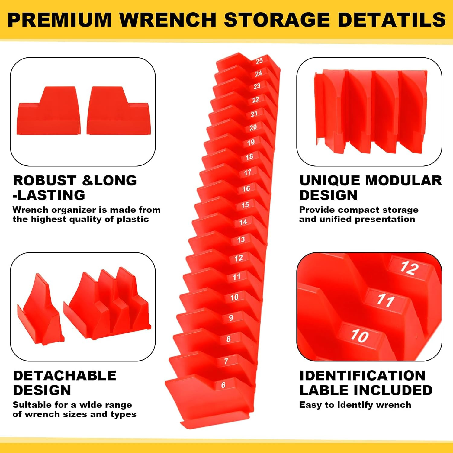 80 Slot Magnetic Wrench Organizer - Portable Tool Storage Shelf Storage tools US