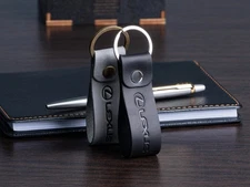 Handmade Full-Grain Leather Lexus Keyring: Hot Embossed Car Keychain