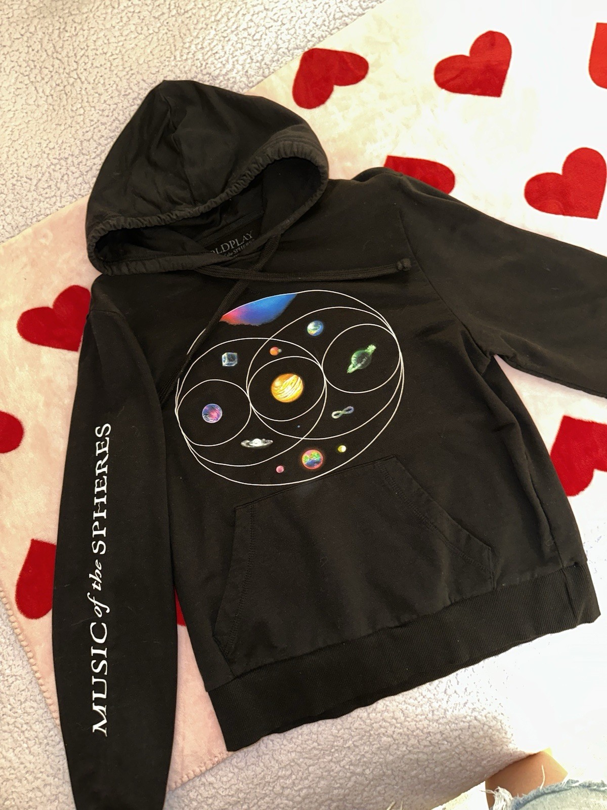 MUSIC OF THE SPHERES PLANET HOODIE, TSHIRT SIZE SMALL WITH FREE BRACELET /BUNDLE