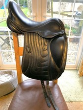 Chunky Monkey Dressage Saddle 16 Inch Wide Black Leather Mono flap