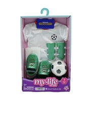 My Life As White/Green Soccer Fashion 7-Piece Set for 18-Inch Dolls New With Box