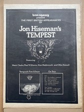 JON HISEMAN TEMPEST POSTER SIZED original music press advert from 1973 with tour