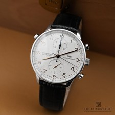 IWC Portugieser Chronograph IW371445, With Box Steel 40.9mm Silver Arabic Dial