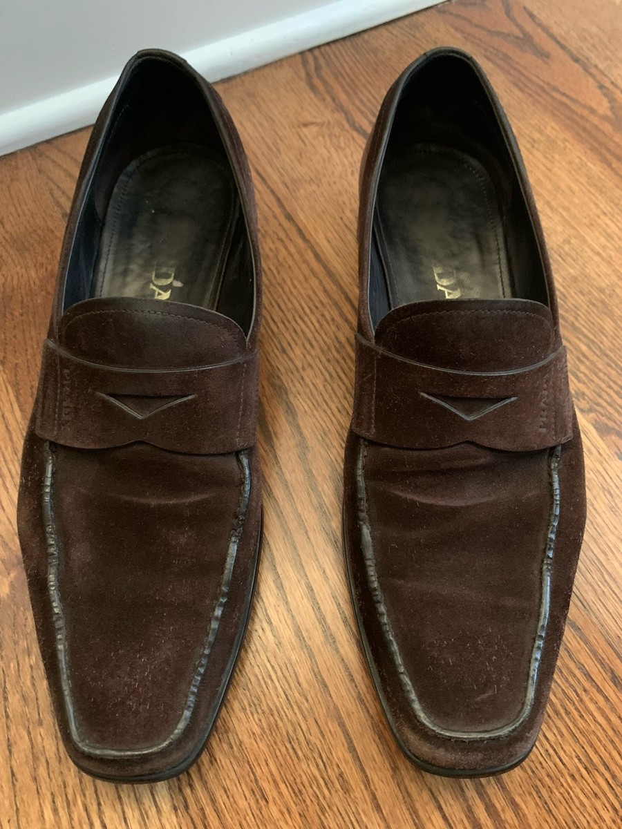 Prada Men’s Black Suede Penny Loafer Shoes Sz 7.5 + Dust Bag PRADA Black Suede Casual Shoes for Men for sale | eBay main image 3