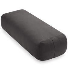 Rectangular Organic Cotton Yoga Bolster Cushion Pillow Prop, 25" x 12" - Gray