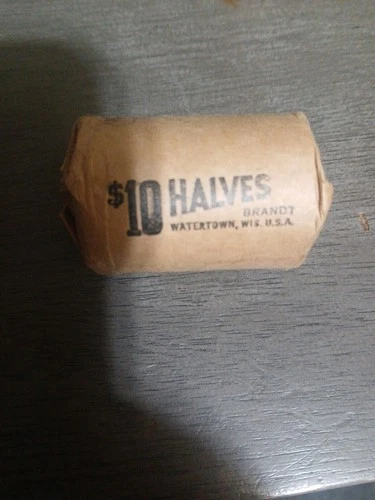 90% Silver Half Dollars Roll of 20 - $10 Face Value At Ends Are Walking Liberty