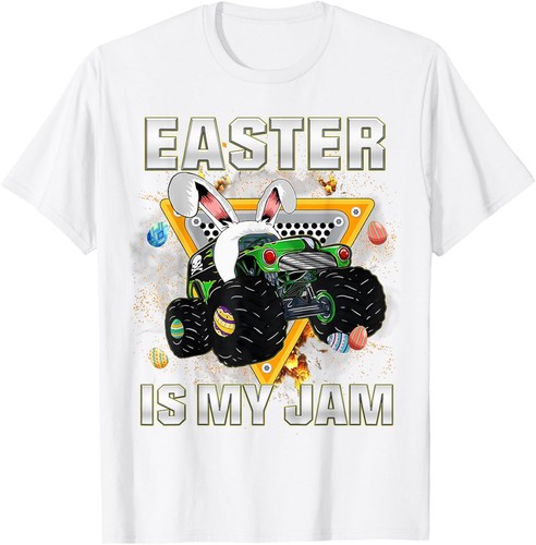 Kids Easter Is My Jam Monster Truck Bunny Boys Toddlers T-Shirt Hoodie - Picture 6 of 17