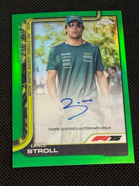 2025 Topps Chrome F1 Lance Stroll AUTO Green Refractor 15/99 #CAC-STR