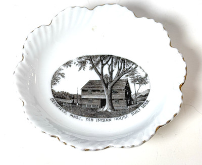 Vtg Antique Deerfield MA OLD INDIAN HOUSE 1900s Souvenir China Change Dish