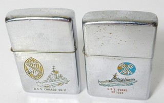 2 1966 1967 USS CHICAGO CG 11 USS EVANS 1023 MILITARY SHIP ZIPPO LIGHTERS