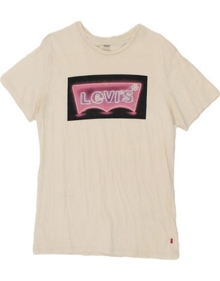 Levi's Damen Grafik T-Shirt Top UK 14 Medium weiß Baumwolle EK08