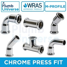 15mm Chrome Plated Press Fittings Fittings M Profile Elbow, Straight, Tee, 45