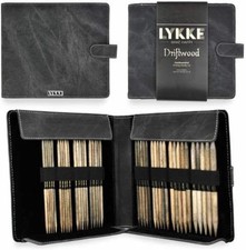 Lykke Double Pointed Needles Gift Large US 6-13 Set in Grey Denim Pouch, grey