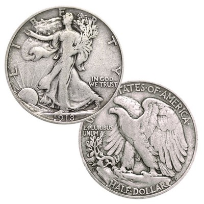 Walking Liberty Half Dollar 90% Silver Very Good to Fine Random Date