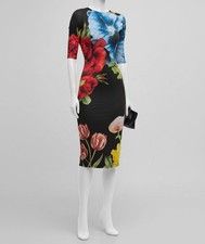 Alice + Olivia Women's Black Le Parisien Floral Crewneck Delora Dress Size 8