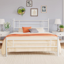 14 Inch Queen Size Metal Platform Bed Frame with Headboard and Footboard, Underb