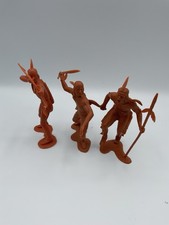 VINTAGE 1964 LOUIS MARX  CO. INDIANS FIGURES LOT of 3 Clay Colored Chief
