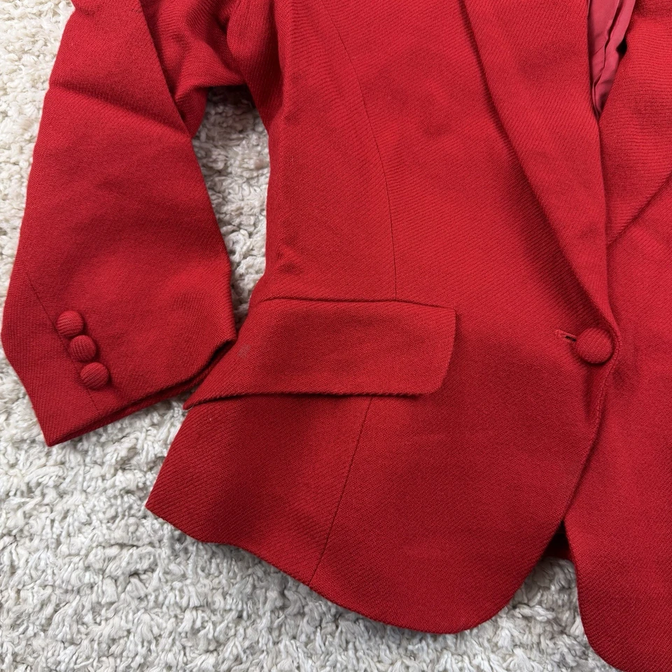 Vintage 90s Donna Karan New York Women Size 12 Blazer 100% Wool Red  - Image 2 of 4
