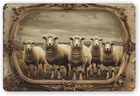 Vintage Farmhouse Sheep Tin Metal Signs - Rustic Metal Wall Art for Home, Bar