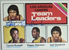 1975-76 Topps Gail Goodrich Auto Card Team Leaders #125 Lakers Vintage Signed 