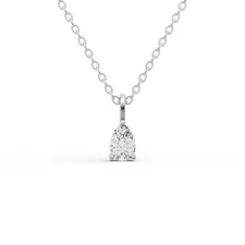 14K White Gold 0.50CT Lab Grown Pear Shape Diamond Solitaire Pendant with Bail