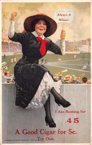 Wilmington Delaware Breuer Havana Cigar Ad Lady at Baseball Game PC AA117405