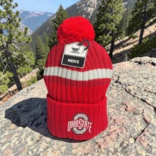 Ohio State OSU Buckeyes Pom Cuffed Knit Winter Beanie Hat Cap Unisex Adult NEW