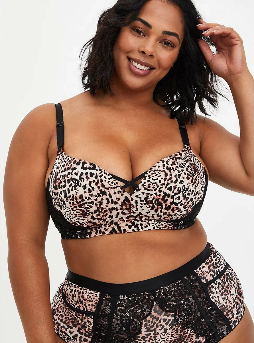 Torrid 46 DD PUSH-UP WIRE-FREE BRA - LACE LEOPARD WITH 360° BACK