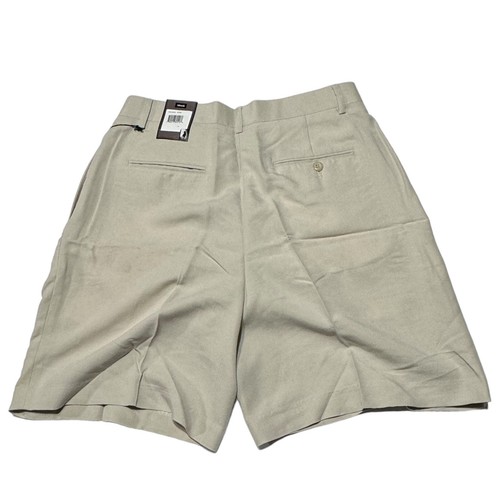 NUOVO! Pantaloncini da golf Ashworth Buttery morbidi stile vintage pieghettati taglia 14 crema cachi - Foto 2 di 8