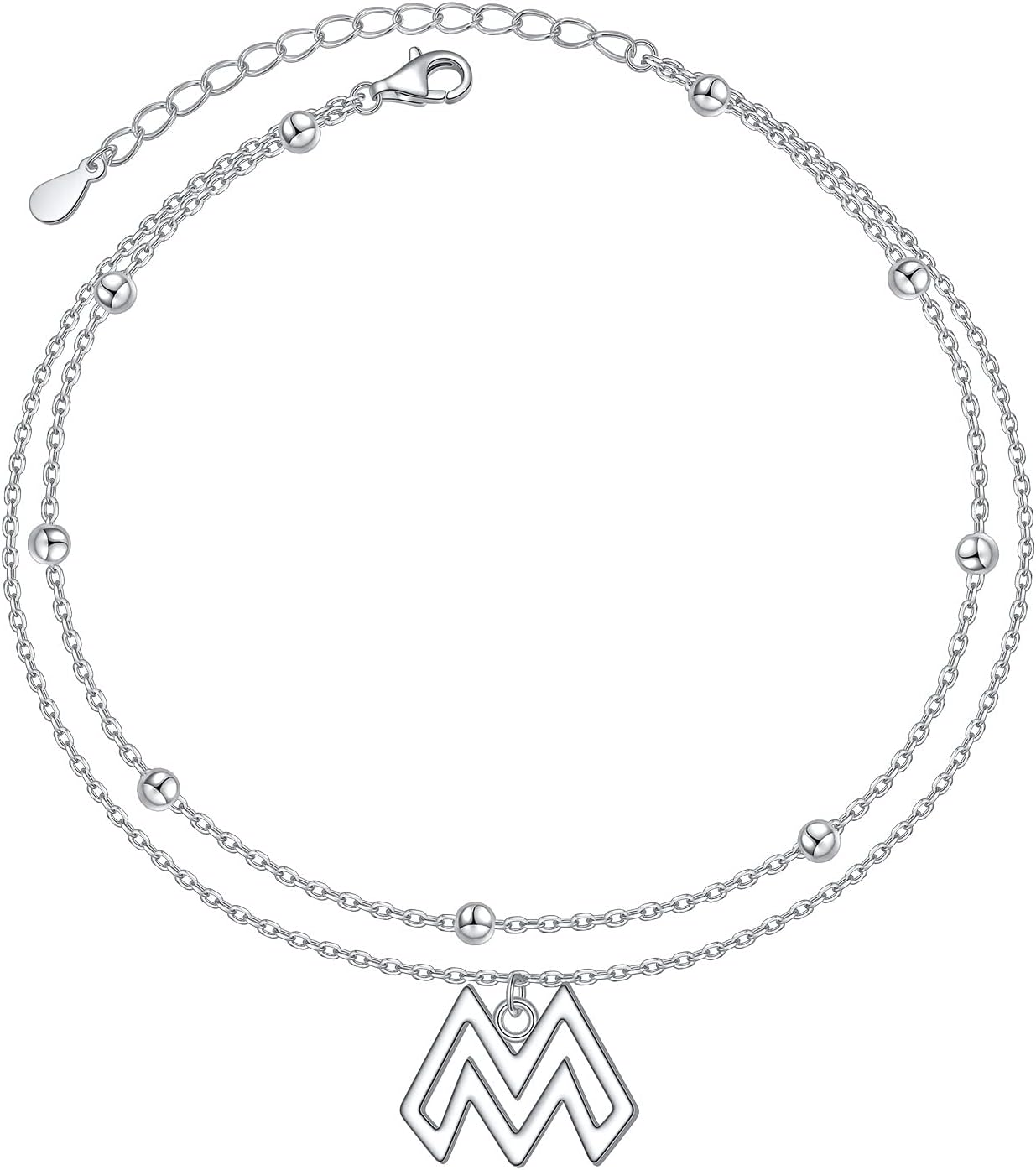 Sterling Silver Adjustable Beaded Cross Claddagh Anklet for Women-image