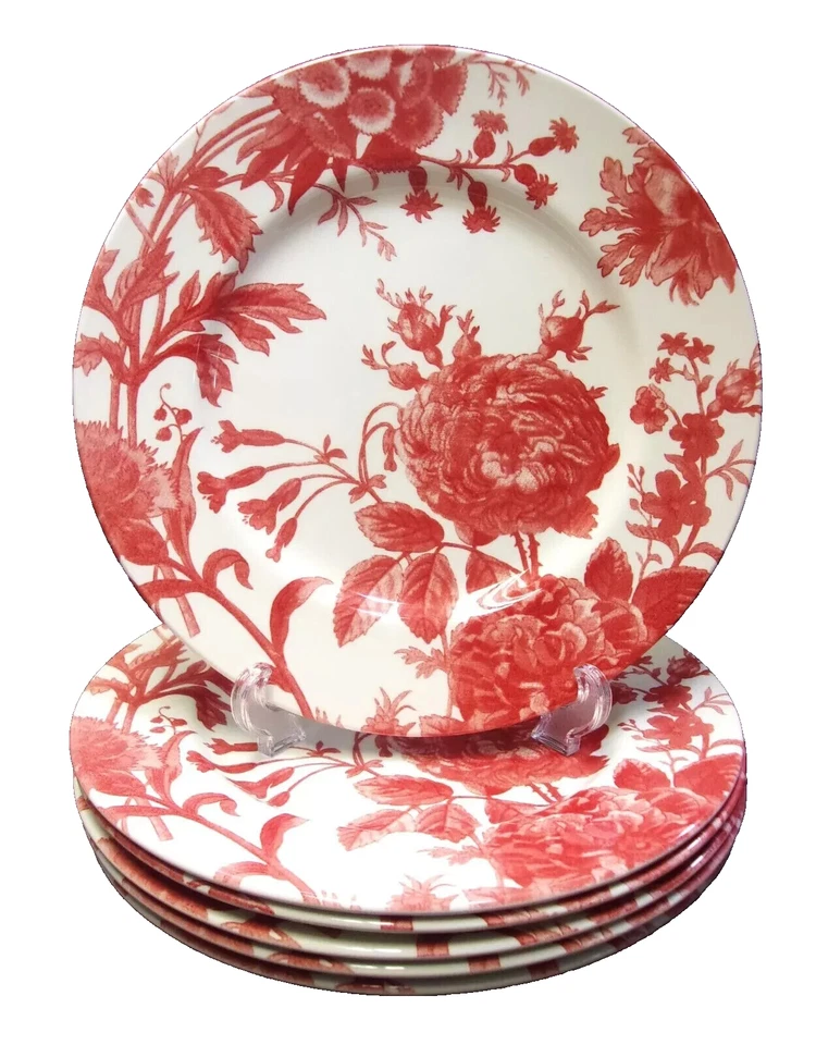 Royal Stafford Floral Peony Red Dinner Plates Set Of 4 New - Image 3 of 4