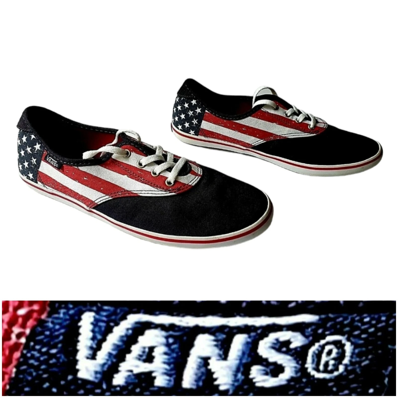 Sneakers da barca basse VANS bandiera americana in tela USA donna 7 5