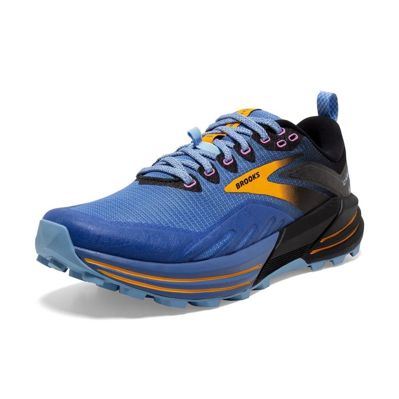 Zapato de trail running Brooks Cascadia 16 para mujer - azul/negro/amarillo - 10 mediano