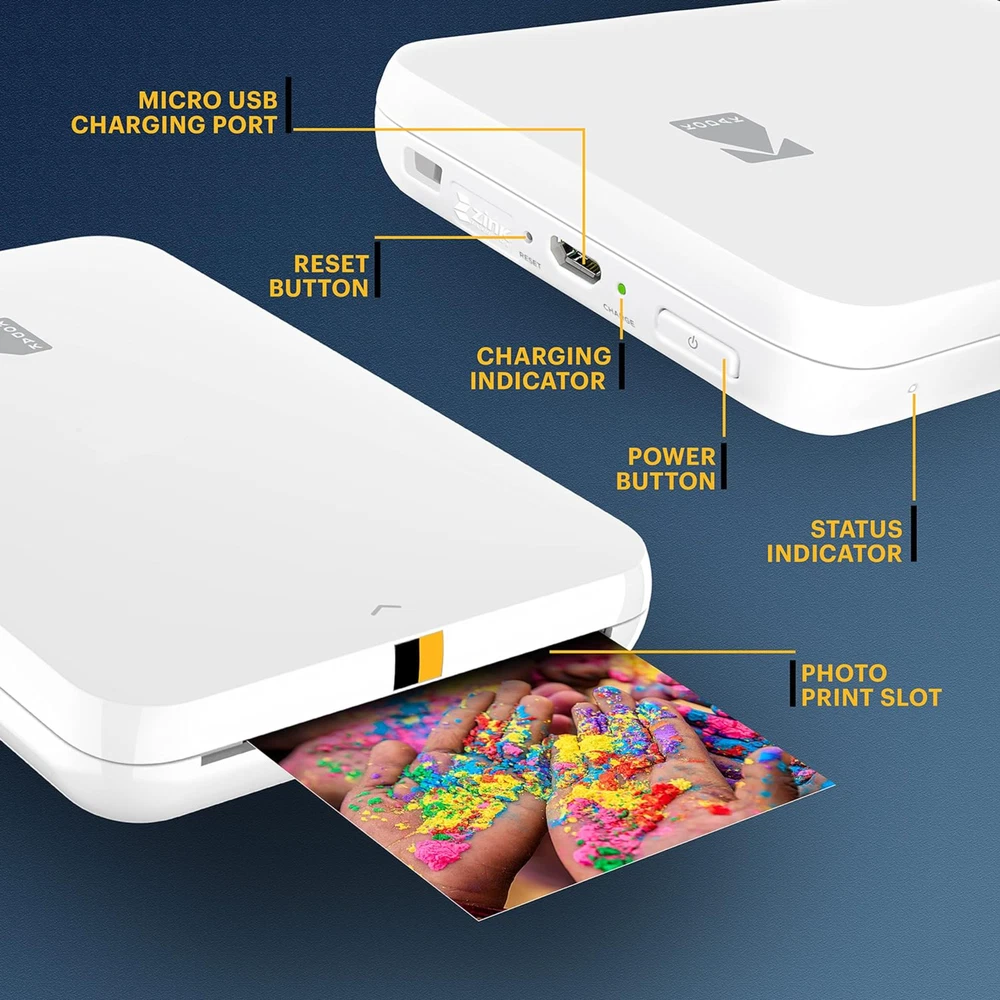 Kodak Step Slim Instant Photo Printer, 2x3” Wireless Portable Printer - White
