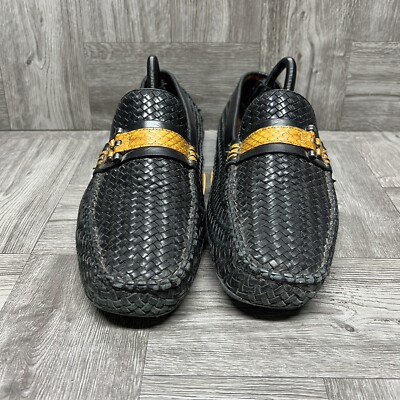 Franco Cuadra Woven Leather Driving Shoes Loafer Black Mens  display picture 3