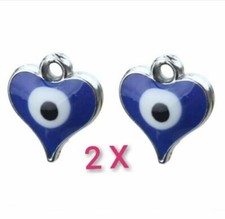 2X Mini Nazar Boncuk Herz Anhänger Blaues Auge Schmuck für Halskette 