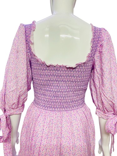 LoveShackFancy Imprimé Floral Femmes Brodé à Smocks Court Mini ROBE XS - Photo 5 sur 9