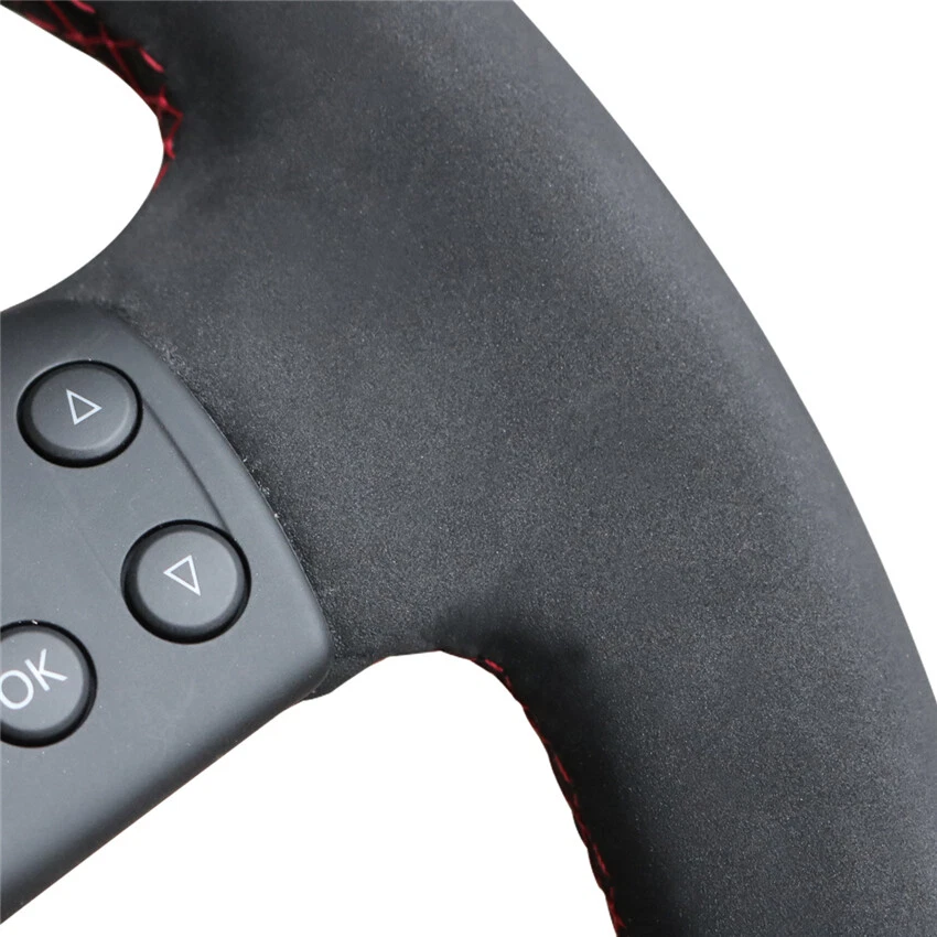 Hand Sewing Custom Black Suede Steering Wheel Cover for Volkswagen VW EOS MK5 - Изображение 4 из 4