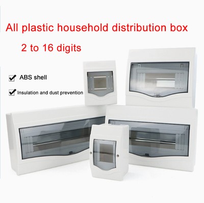 Full Plastic Household Distribution Box Exposed/Concealed 2 to 16 Positions