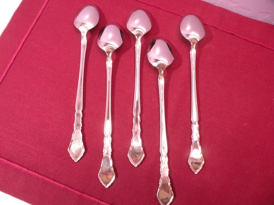 Set Of 5 Oneida Stainless Royal Chippendale Iced Tea Spoons 7 1/2" - Image 4 of 4
