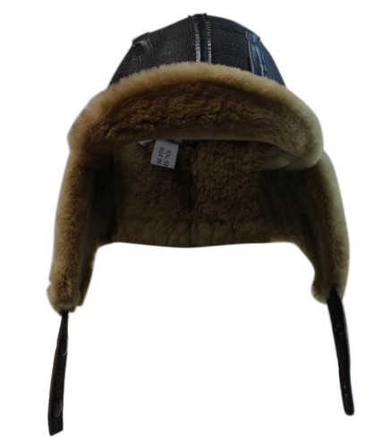 Men's B3 Brown Ginger/Cream RAF Aviator Sheepskin B-55 WW2 Trapper Flying Hat - Picture 6 of 13