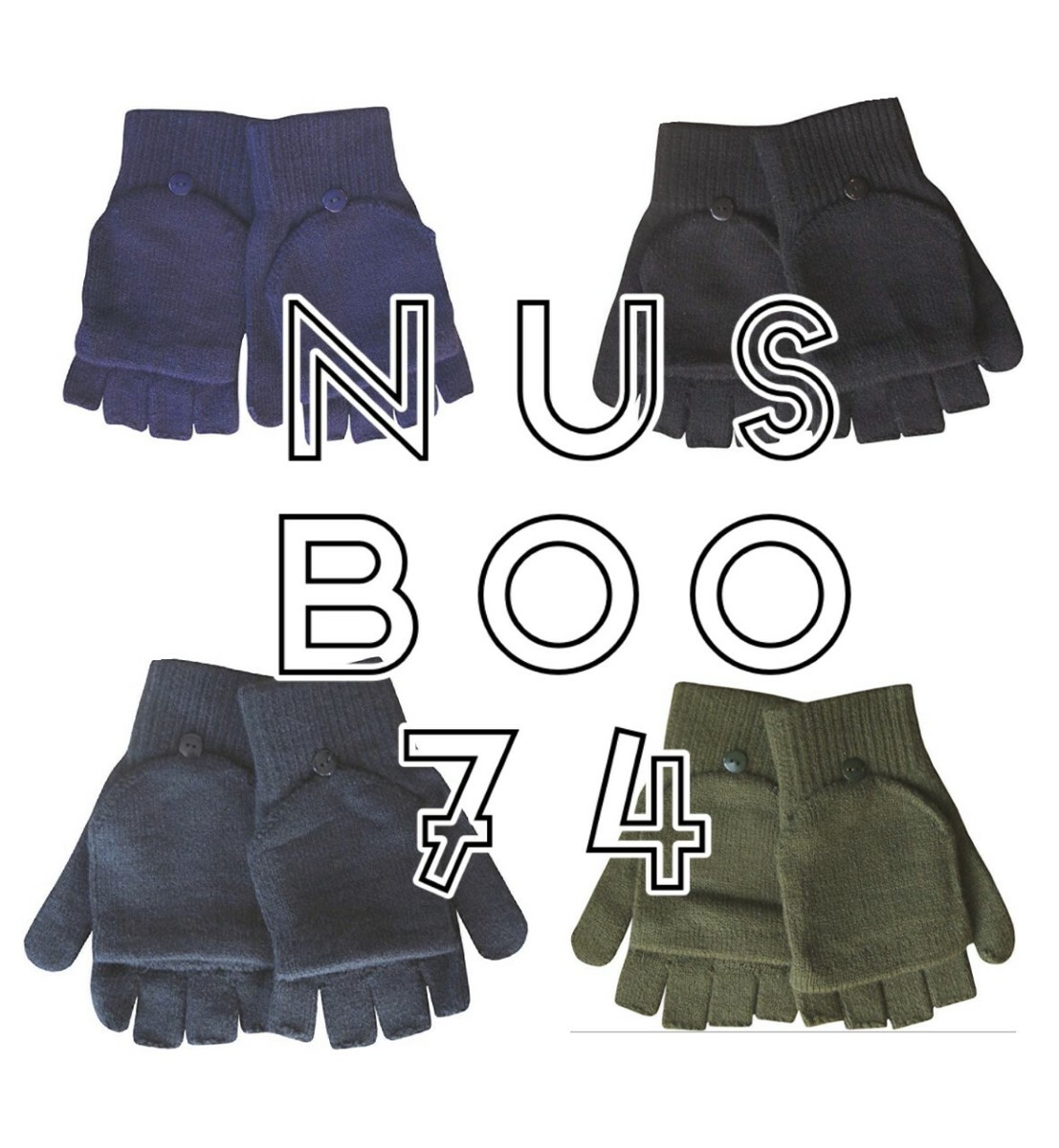 MENS NEW THERMAL FINGERLESS in COMBO GLOVES MITTENS THERMAL SHOOTING  FLAP